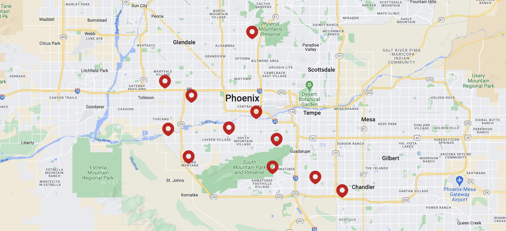 Phoenix Map of Areas Serve