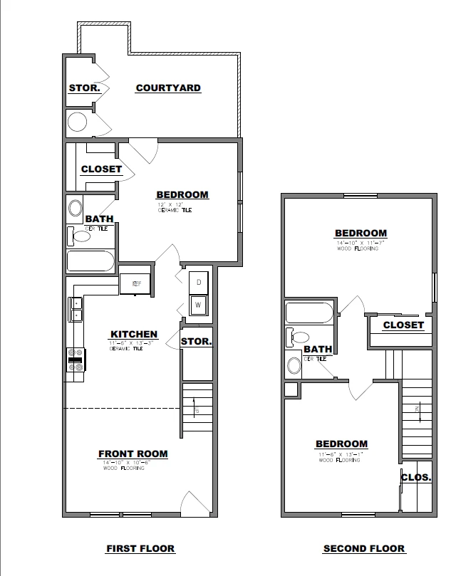Bell Villas Floorplan C - Three-Bedroom Split Floor Plan with Enclosed Backyard